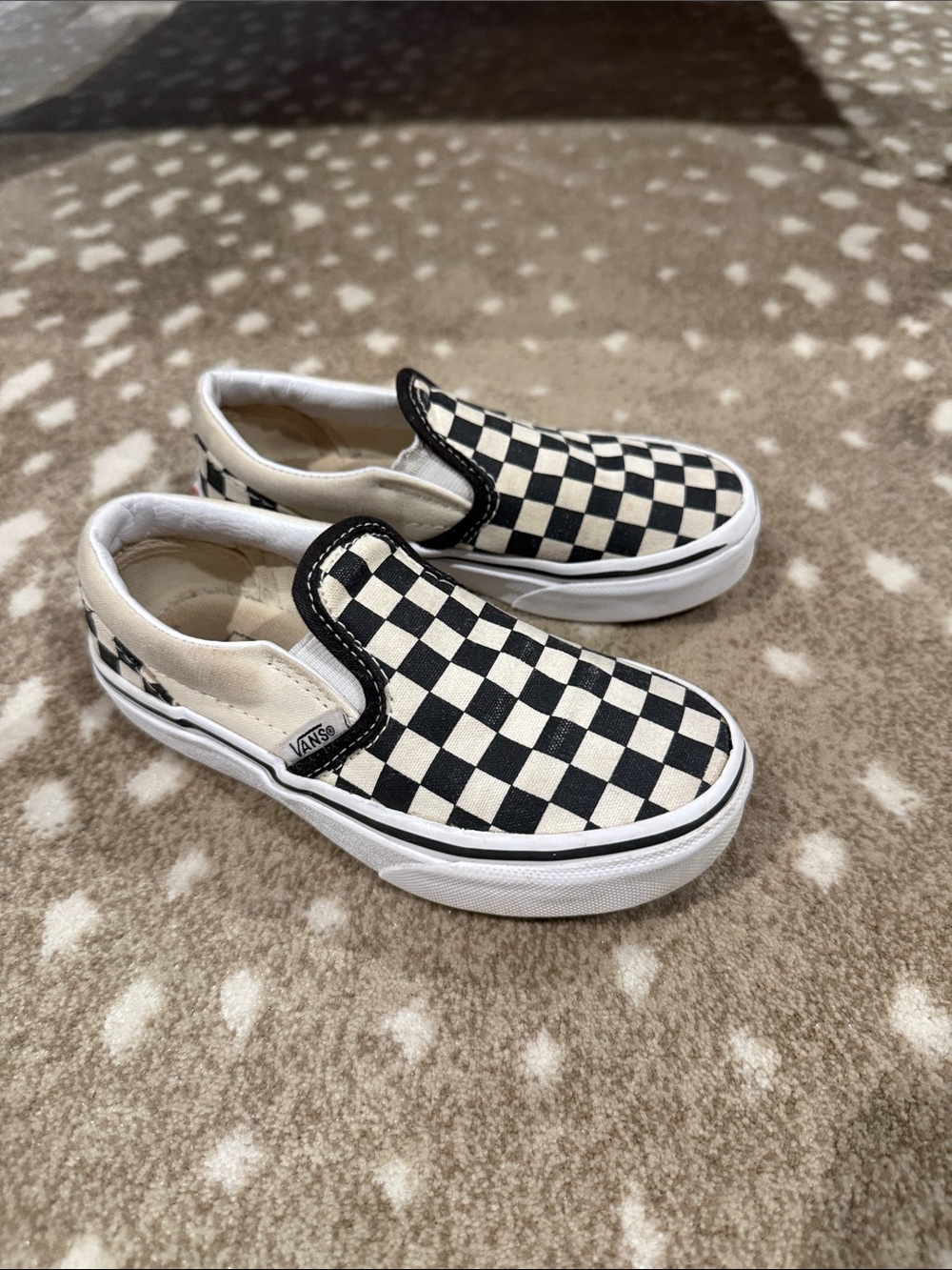 Vans Kids Slip-On Checkerboard Sneakers - Black & White. Little Kid 11.5